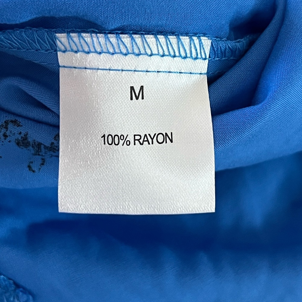 Jane Delancey Blue French Bulldog Print Button Down Blouse Rayon Dog Top,Size M - Picture 5 of 8